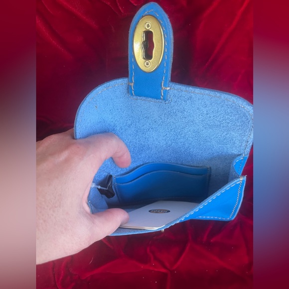 NWT BAG WRISTLET WALLET GENUINE LEATHER FOSSIL IN BRIGHT BLUE - Picture 5 of 10